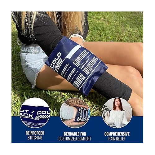 트렉 Flexible Ice Pack for Pain Relief - Reusable Gel Pack for Knee, Shoulder, Ankle, Back, and More - Bendable for Customized Comfort