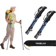 TREKOLOGY TREKZ SE 2pc Collapsible Hiking Stick - Lightweight, Foldable Retractable Trekking Poles for Men, Women & Seniors with Adjustable Heights - Nordic Walking Stick for Backpacking, Camping
