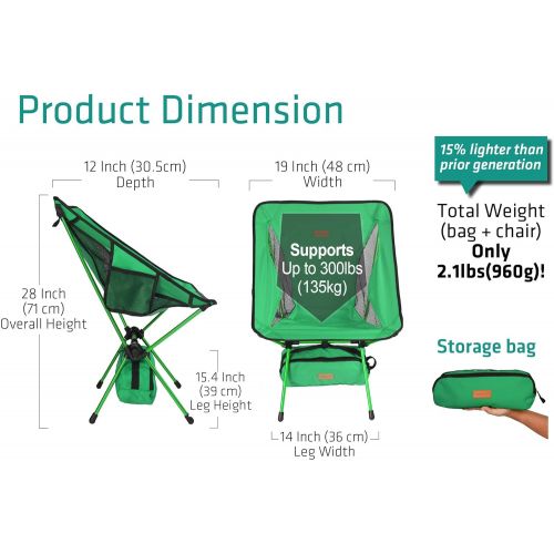 트렉 [아마존 핫딜]  [아마존핫딜]Trekology YIZI GO Portable Camping Chair - Compact Ultralight Folding Backpacking Chairs, Small Collapsible Foldable Packable Lightweight Backpack Chair in a Bag for Outdoor, Camp,