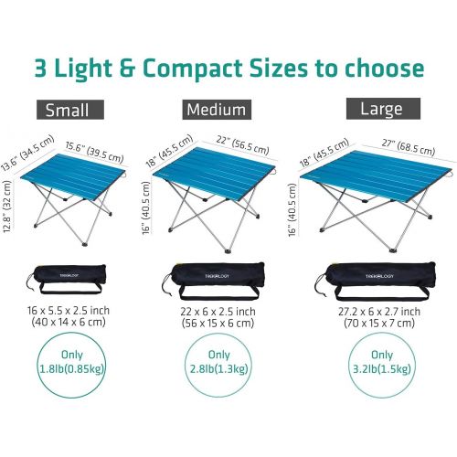 트렉 [아마존 핫딜] [아마존핫딜]Trekology Portable Camping Side Tables with Aluminum Table Top: Hard-Topped Folding Table in a Bag for Picnic, Camp, Beach, Boat, Useful for Dining & Cooking with Burner, Easy to C