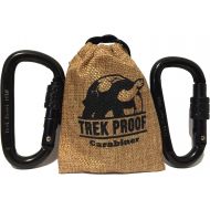 [아마존베스트]TrekProof 18KN Carabiner Clip Set (2-Pack) Locking D-Ring with Heavy Duty Steel Alloy  Hammocks, Camping, Hiking, Traveling  Black  4000 lb. Weight Capacity