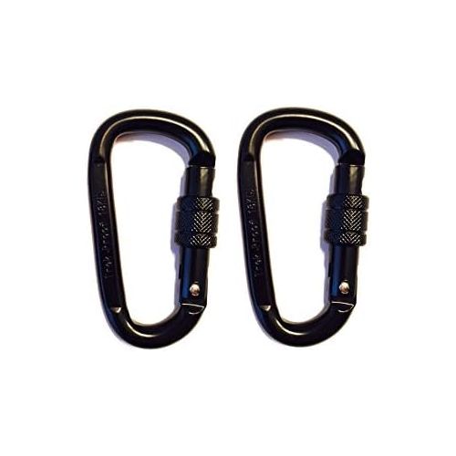 트렉 [아마존베스트]TrekProof 18KN Carabiner Clip Set (2-Pack) Locking D-Ring with Heavy Duty Steel Alloy  Hammocks, Camping, Hiking, Traveling  Black  4000 lb. Weight Capacity