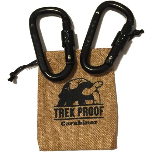 트렉 [아마존베스트]TrekProof 18KN Carabiner Clip Set (2-Pack) Locking D-Ring with Heavy Duty Steel Alloy  Hammocks, Camping, Hiking, Traveling  Black  4000 lb. Weight Capacity