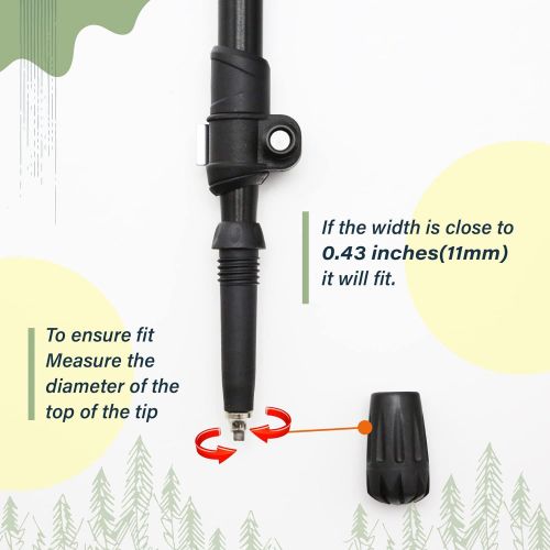 트렉 TREKOLOGY Trekking Pole Tips - 6pc/Set Walking Stick Tips Hiking Pole Tips Rubber Tips - Walking Sticks Replacement Tip Protectors - 11mm Hole Diameter - Fit Most Standard Hiking P