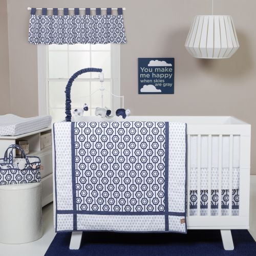  Trend Lab Blue and White Hexagon 3-piece Crib Bedding Set by Trend Lab