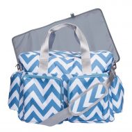 [아마존베스트]Trend Lab Blue & White Chevron Deluxe Duffle Diaper Bag