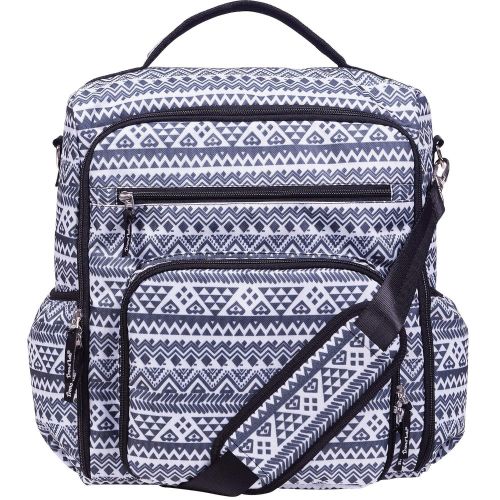  Trend Lab Aztec Geometric Grey and White Convertible Backpack Diaper Bag