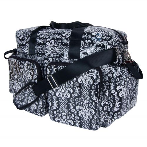  Trend Lab Deluxe Duffle Style Diaper Bag, Midnight Fleur Damask