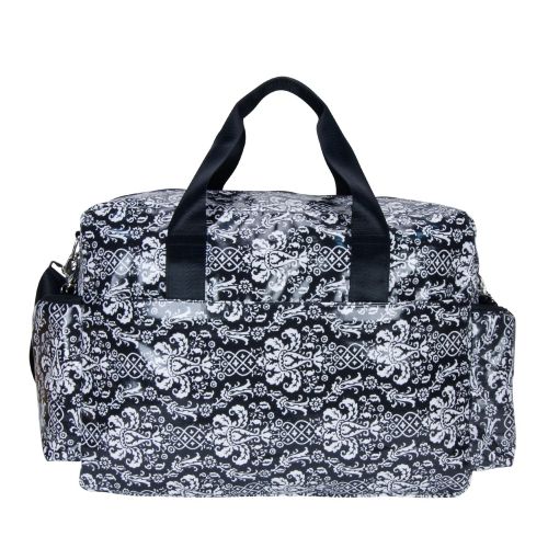 Trend Lab Deluxe Duffle Style Diaper Bag, Midnight Fleur Damask
