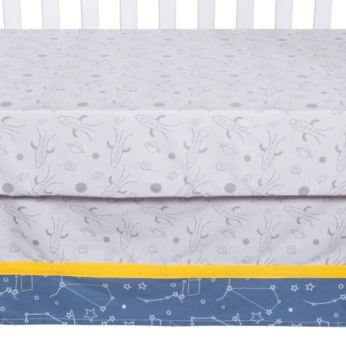  Trend Lab Galaxy 3 Piece Crib Bedding Set, Blue/Gray/Yellow