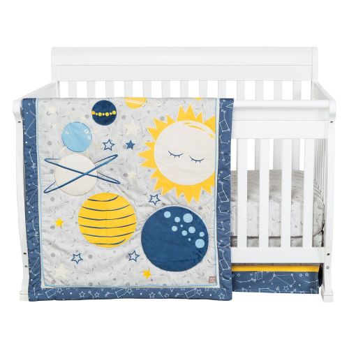  Trend Lab Galaxy 3 Piece Crib Bedding Set, Blue/Gray/Yellow