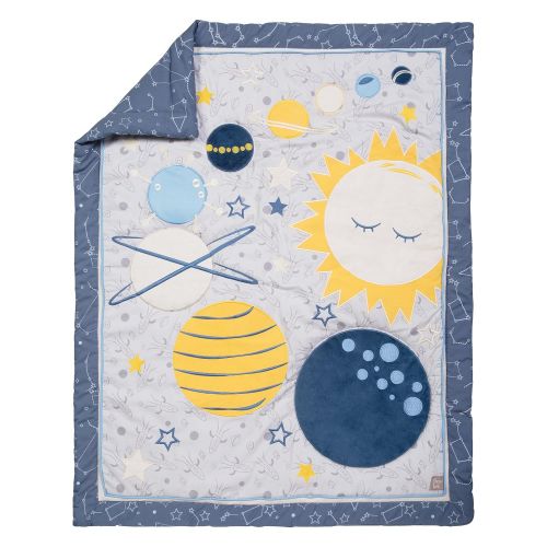  Trend Lab Galaxy 3 Piece Crib Bedding Set, Blue/Gray/Yellow