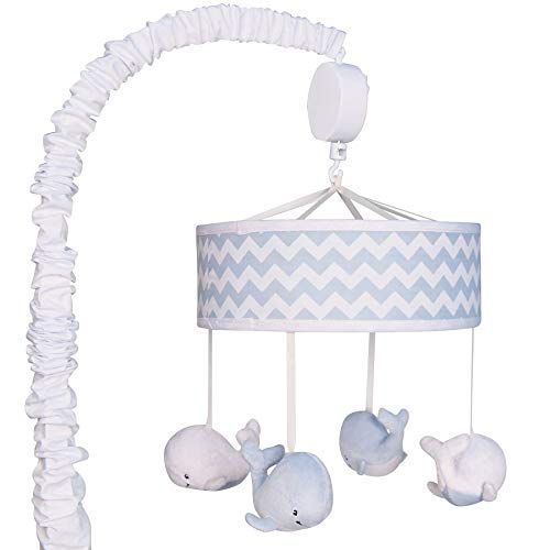  Trend Lab Blue Sky Chevron and Whales Nautical and Geometric Baby Crib Musical Mobile