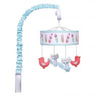Trend Lab Wild Forever Felt Fox and Bird Musical Crib Mobile, Baby Mobile, Pink Woodland Animal Nursery Decor