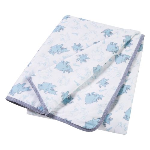  Trend Lab Dr. Seuss Horton Luxe Muslin Blanket, Blue/Gray/White