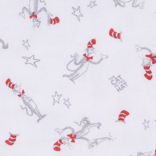  Trend Lab Dr. Seuss Cat in The Hat Luxe Muslin Blanket, Red/Gray/White