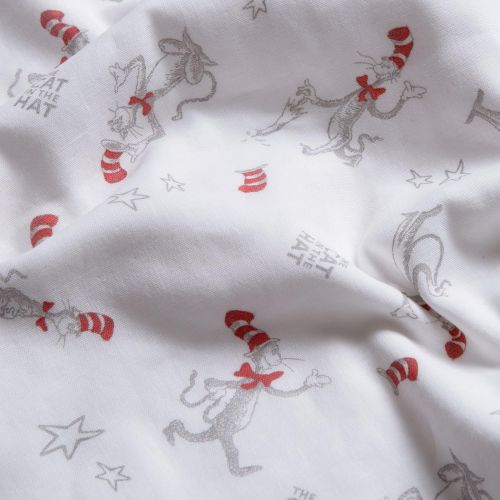  Trend Lab Dr. Seuss Cat in The Hat Luxe Muslin Blanket, Red/Gray/White