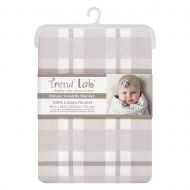 Trend Lab Gray and White Plaid Jumbo Deluxe Flannel Swaddle Blanket
