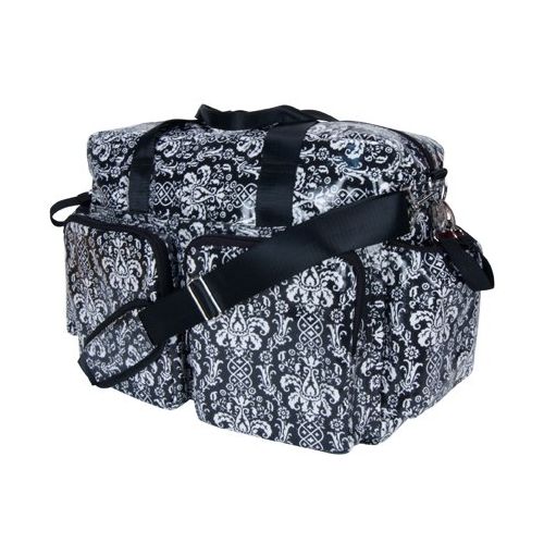  [아마존베스트]Trend Lab Deluxe Duffle Style Diaper Bag, Midnight Fleur Damask