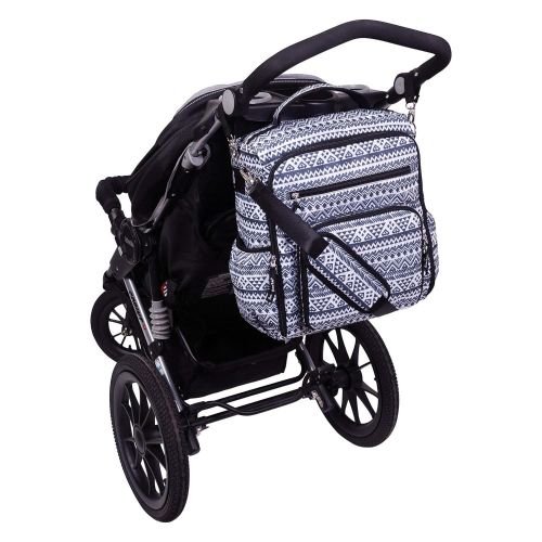  Trend Lab Aztec Geometric Grey and White Convertible Backpack Diaper Bag