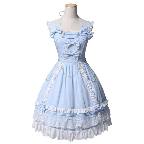  Trendareus Classic Fairy Princess Multi Bows Beading Ruffled Lace Kawaii Lolita Dress Jumper Skirt