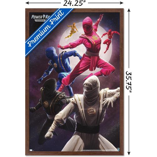  Trends International Power Rangers-Ninja Wall Poster, 22.375 x 34, Mahogany Framed Version