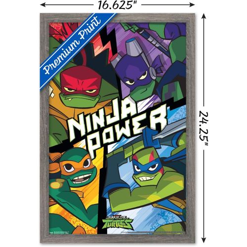  Trends International Nickelodeon Rise of The Teenage Mutant Ninja Turtles Wall Poster, 14.725 x 22.375, Barnwood Framed Version