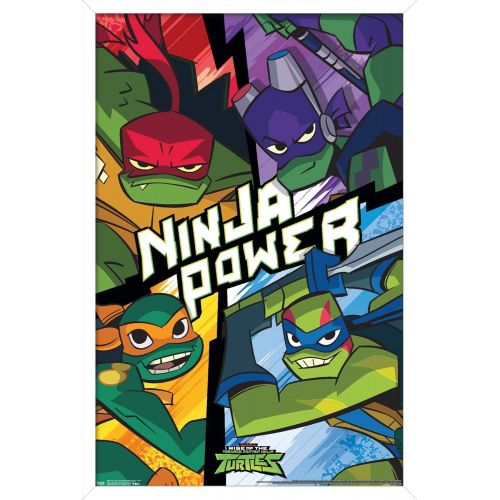  Trends International Nickelodeon Rise of The Teenage Mutant Ninja Turtles Wall Poster, 22.375 x 34, White Framed Version