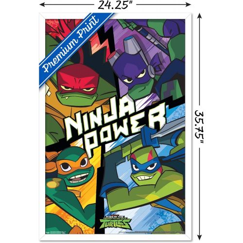  Trends International Nickelodeon Rise of The Teenage Mutant Ninja Turtles Wall Poster, 22.375 x 34, White Framed Version