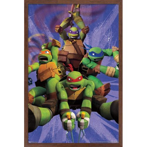  Trends International Nickelodeon Teenage Mutant Ninja Turtles - Team Wall Poster, 22.375 x 34, Mahogany Framed Version