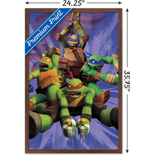  Trends International Nickelodeon Teenage Mutant Ninja Turtles - Team Wall Poster, 22.375 x 34, Mahogany Framed Version