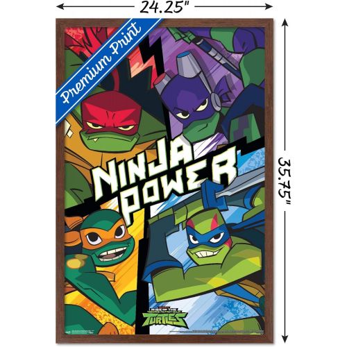  Trends International Nickelodeon Rise of The Teenage Mutant Ninja Turtles Wall Poster, 22.375 x 34, Mahogany Framed Version