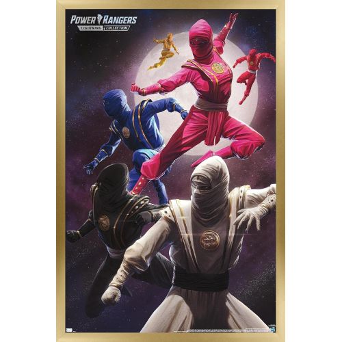  Trends International Power Rangers-Ninja Wall Poster, 14.725 x 22.375, Gold Framed Version