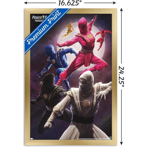  Trends International Power Rangers-Ninja Wall Poster, 14.725 x 22.375, Gold Framed Version