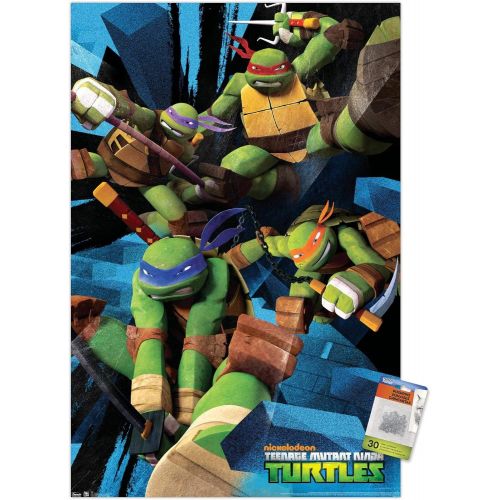  Trends International Nickelodeon Teenage Mutant Ninja Turtles - Attack Wall Poster with Push Pins