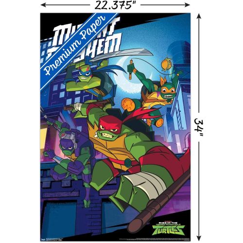  Trends International Nickelodeon Rise of The Teenage Mutant Ninja Turtles - Mayhem Wall Poster, 22.375 x 34, Premium Poster & Clip Bundle