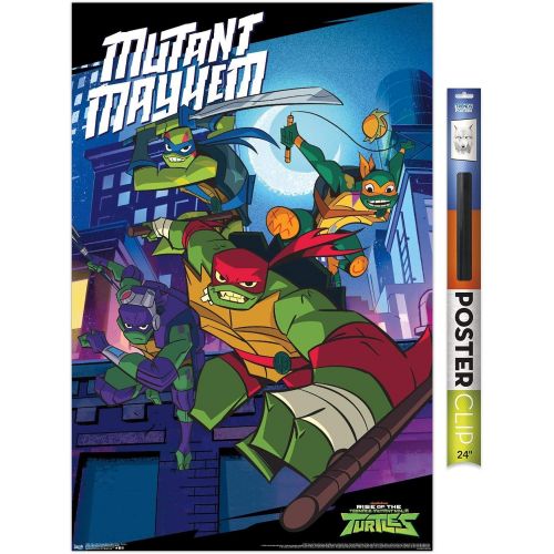  Trends International Nickelodeon Rise of The Teenage Mutant Ninja Turtles - Mayhem Wall Poster, 22.375 x 34, Premium Poster & Clip Bundle