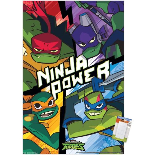  Trends International Nickelodeon Rise of The Teenage Mutant Ninja Turtles Wall Poster, 22.375 x 34, Poster & Mount Bundle