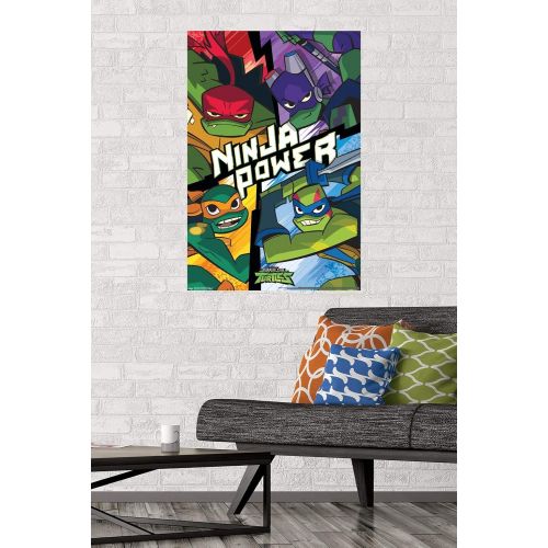  Trends International Nickelodeon Rise of The Teenage Mutant Ninja Turtles Wall Poster, 22.375 x 34, Poster & Mount Bundle