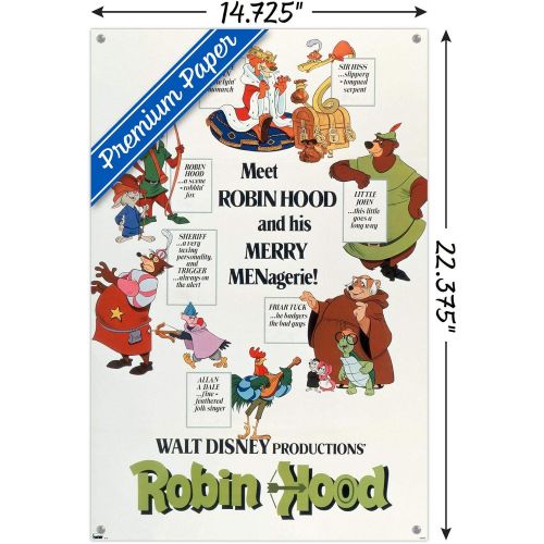  Trends International Disney Robin Hood One Sheet Wall Poster with Push Pins