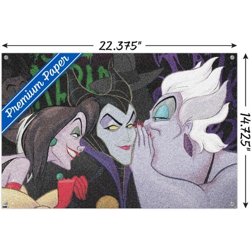  Trends International Disney Villains Secrets Wall Poster, 14.725 x 22.375, Premium Poster & Push Pin Bundle