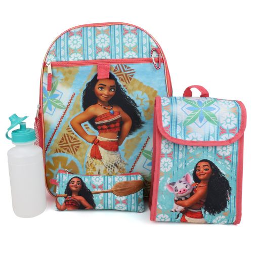  Trendy Apparel Shop Girls Moana 5 Pack 16 Backpack Lunch Bag School Set - MINT