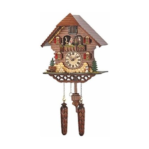  Trenkle Quartz Cuckoo Clock Black forest house with music, turning dancers TU 469 QMT HZZG