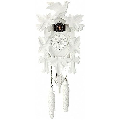  Trenkle Quartz Cuckoo Clock 5-leaves, bird TU 35020 Q weiss