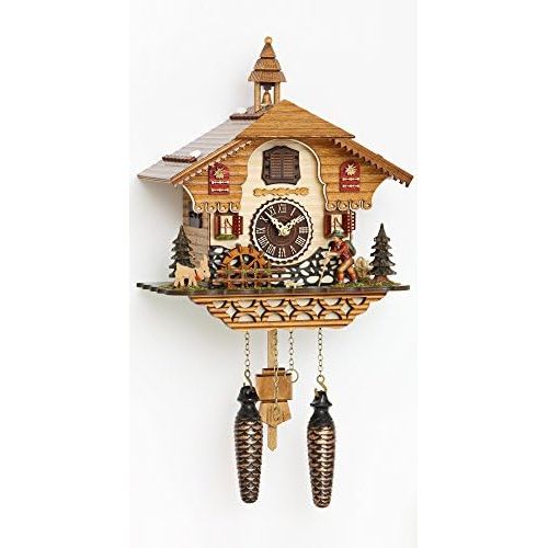  Trenkle Quartz Cuckoo Clock Black Forest House with Music, Moving Wanderer and Mill-Wheel TU 4216 QM