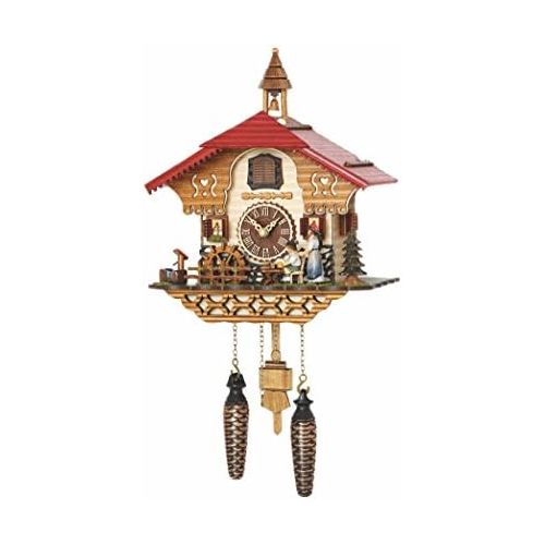  Trenkle Quartz Cuckoo Clock Black Forest House with Moving Beer Drinker and Mill Wheel, with Music TU 4215 QM