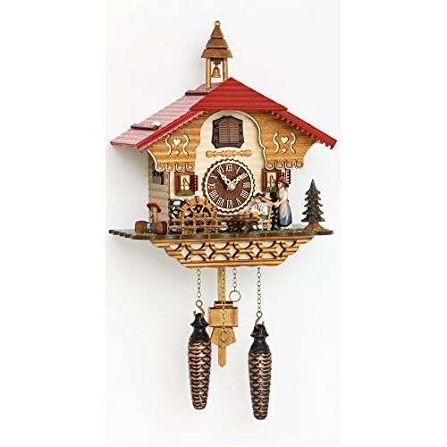  Trenkle Quartz Cuckoo Clock Black Forest House with Moving Beer Drinker and Mill Wheel, with Music TU 4215 QM