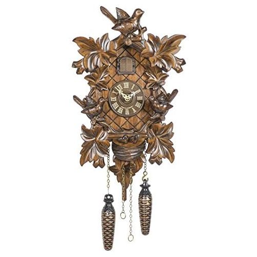  Trenkle Quartz Cuckoo Clock 6 leaves, 3 birds, nest TU 362 Q