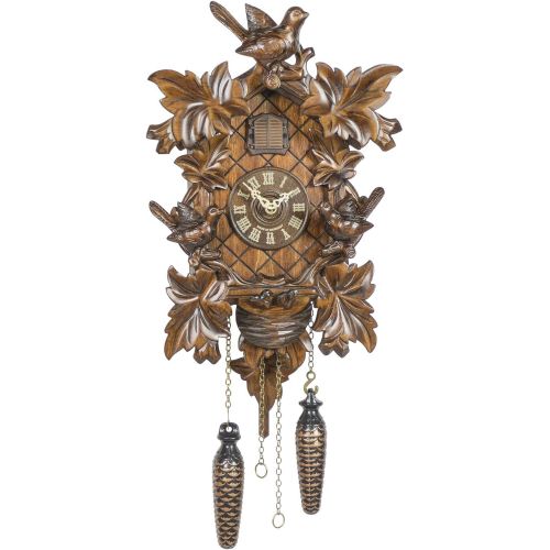  Trenkle Quartz Cuckoo Clock 6 leaves, 3 birds, nest TU 362 Q