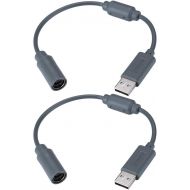 Trenro 2pcs Wired Controller USB Breakaway Cable for Microsoft Xbox 360, Dongle Adapter Extension Cord for Xbox 360